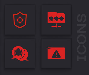 set browser with exclamation mark shield folder vector image