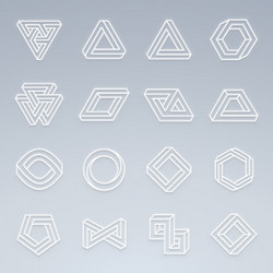 set of impossible shapes with glow effect vector image