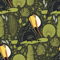 seamless pattern with toucan vector image