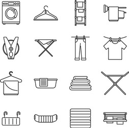 tumble dryer machine icons set outline style vector