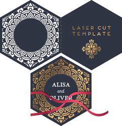 Wedding card laser cut template vector