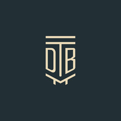 db initial monogram with simple line art pillar vector image