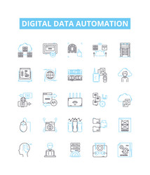 digital data automation line icons set vector
