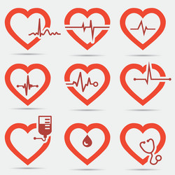 Heart rhythm set electrocardiogram ecg - ekg Vector Image