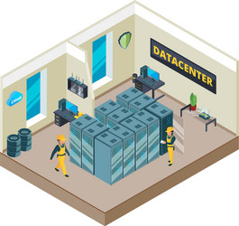 Isometric data center interior Royalty Free Vector Image