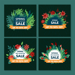 Spring sale design collection banner with floral vector