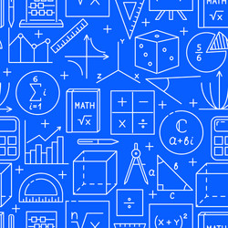 seamless pattern with math symbols in line style vector image