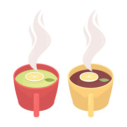 tea with lemon semi flat color object set vector image