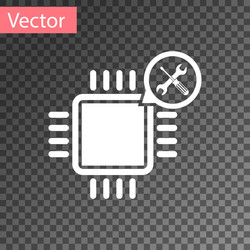 White processor with screwdriver and wrench icon vector