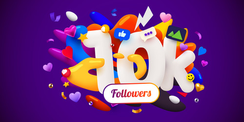 10k or 10000 followers thank you social network vector