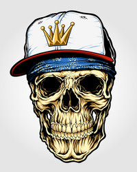 Skull with Bandana & Crown Vector Image