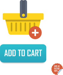 add to cart button icon with basket vector
