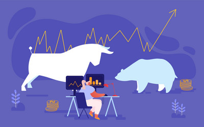 businesswoman trader character working on computer vector image
