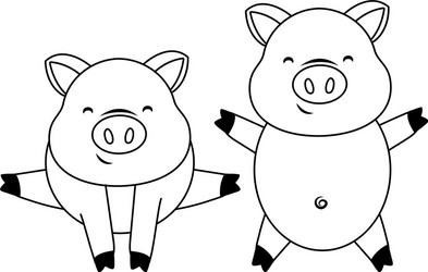 cute pigs couple cartoon vector