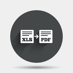 Export xls to pdf icon file document symbol vector