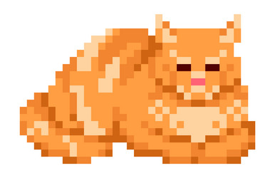 pixel art sleeping cat pet game asset domestic vector