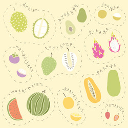 set of hand drawn tropical fruits part 2 vector