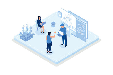 technical support teams working together to build vector image