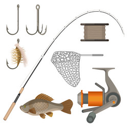 two hooks bobbin landing net spinning vector image