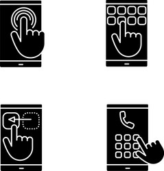 Smartphone touchscreen glyph icons set vector