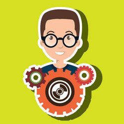 character gears system symbol vector image