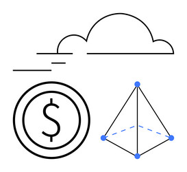 cloud computing with currency symbol and geometric vector image