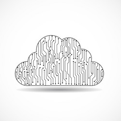 cloud of circuit board technology network vector image