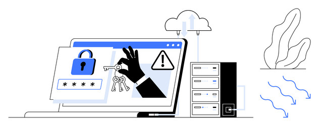 cybersecurity concept with hacking attempt vector image