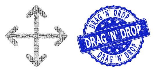 distress drag n drop round stamp and recursion vector image
