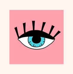 Doodle eye in pink square vector