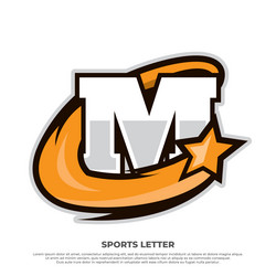 initial m letter sport design concept with swosh vector