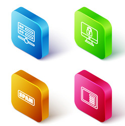 Set isometric line server data web hosting lock vector