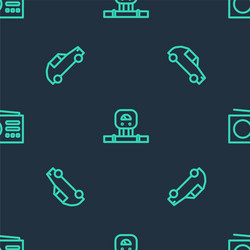 Set line smart sensor car and radio on seamless vector