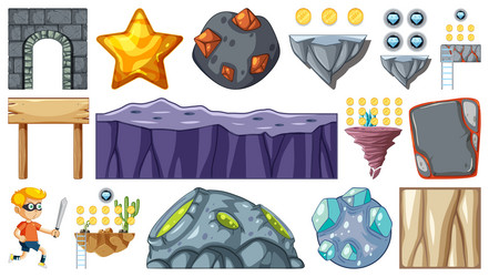 Set of isolated fantasy space objects vector