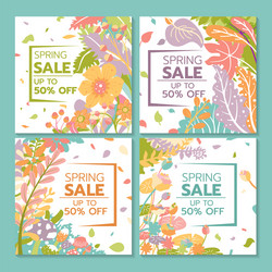 Spring sale design collection banner with floral vector