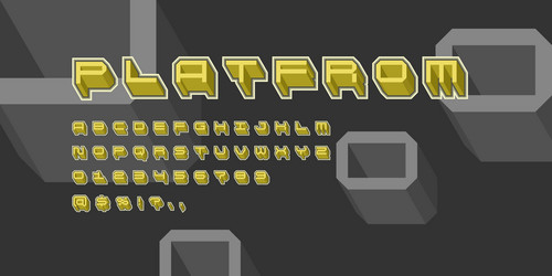 three-dimensional characters in isometry alphabet vector image
