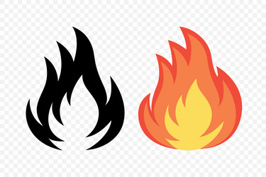 Fire flame icon set isolated campfire Royalty Free Vector