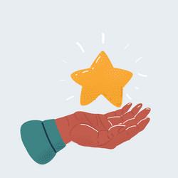 human hand holding star vector