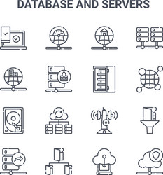 Set 16 database and servers concept line icons vector