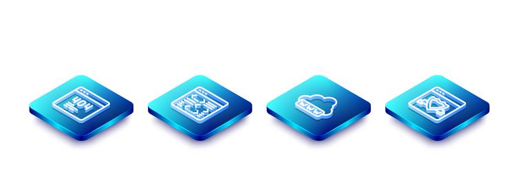 set isometric line page with a 404 error software vector image