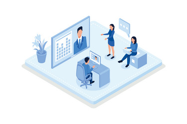technical support teams working together to build vector image