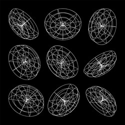 wireframe lined shapes perspective mesh 3d grid vector image