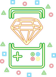 gamepad diamond neon video game vector