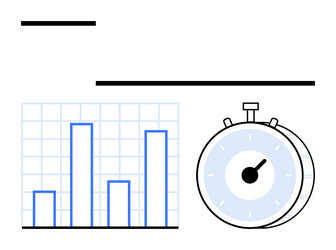 stopwatch and bar graph representing data analysis vector image