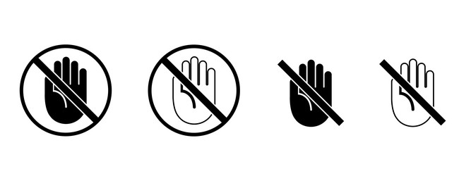 do not touch icons set prohibition sign vector