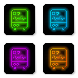 glowing neon line computer monitor with cardiogram vector image