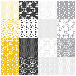 seamless patterns with dots circles and waves vector