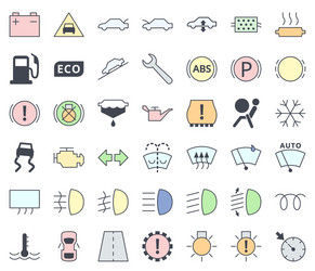 car dashboard interface and indicators icon set vector image