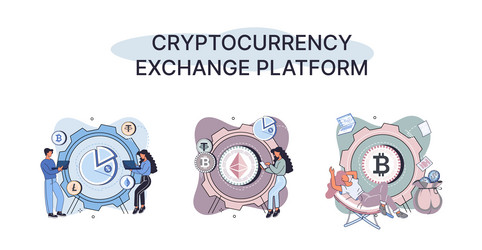 Cryptocurrency exchange platform and blockchain vector