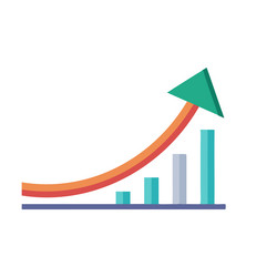curved graph with arrow moving up isolated flat vector image